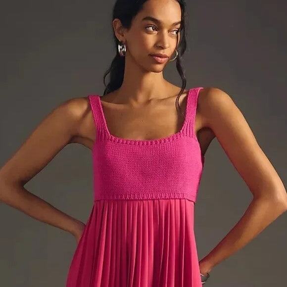 Anthropologie Mare Mare Pleated Maxi Dress - XL Pink Combo - Picture 5 of 6